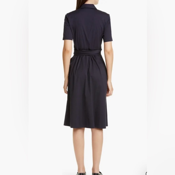 Lafayette 148 Wrenley Stretch Cotton Shirt Wrap Dress in Navy - Picture 4 of 10